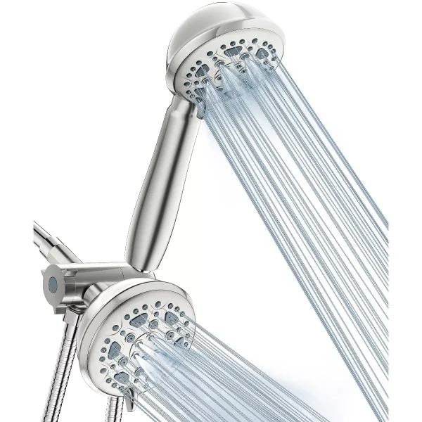 6 Settings High Pressure Dual Shower Head with handheld Combo and 59" Flexible Hose (Brushed Nickel)