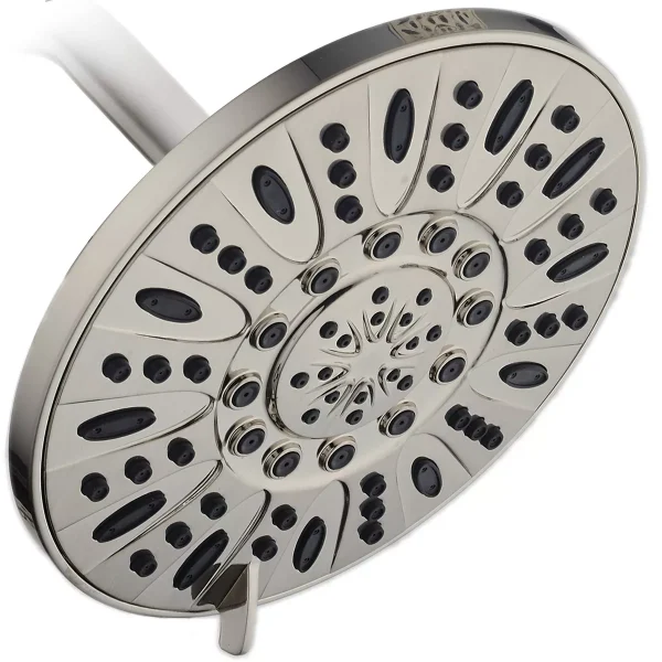 7" Six Setting High Pressure Ultra Luxury Giant Rainfall Shower Head Brushed Nickel: ABS & Brass, 2.5 GPM