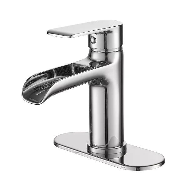 Waterfall Single Handle Single Hole Modern Bathroom Faucet Bathroom Drip-Free Vanity Sink Faucet