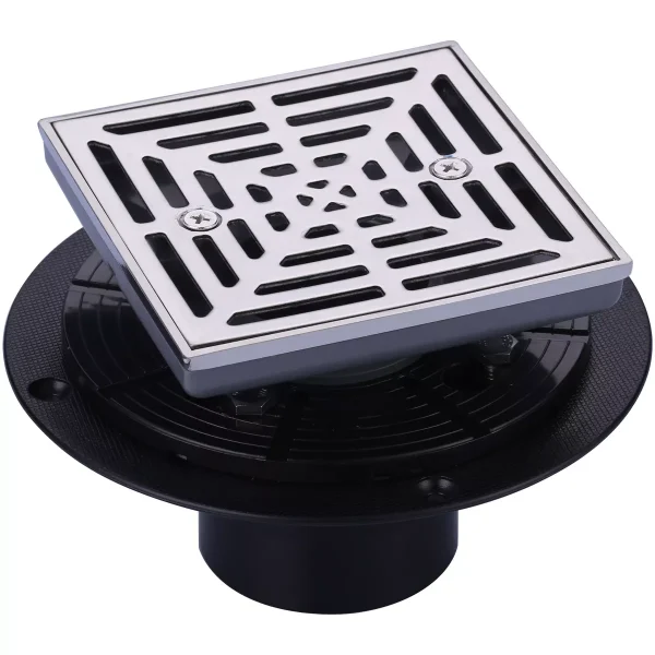 4.5 in. Floor Drain with Square Stainless Steel Screw-Tite Strainer